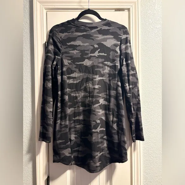 Athleta‎ Balance Printed Dress Womens Small Gray Camo Long Sleeve Pockets Zipper - Image 9