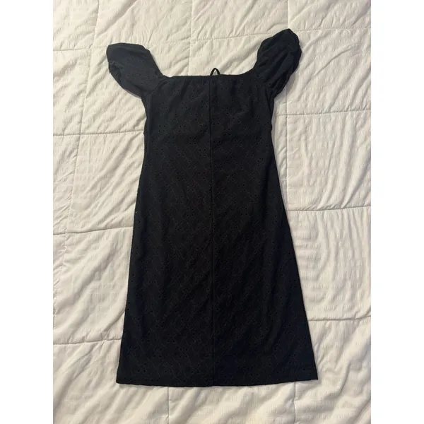 Black Eyelet Milkmaid Mini Dress Whimsygoth Coquette Dark Cottagecore Gothic Y2K - Image 7