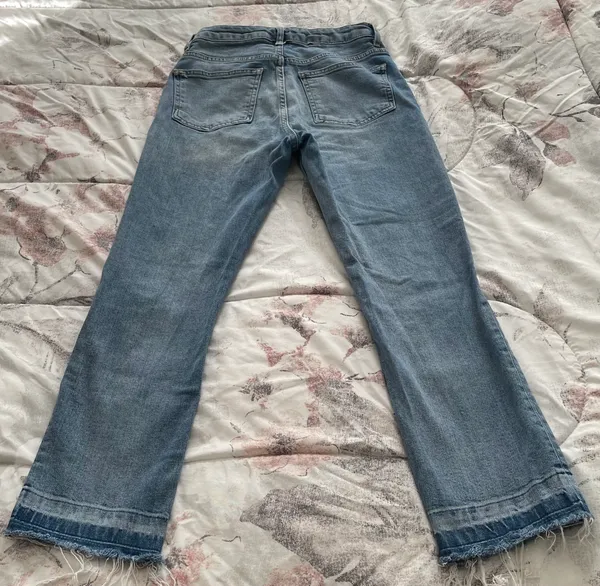 Topshop Moto Distressed Ripped Raw Hem Light Blue Y2K Jeans, size 26x30” - Image 13