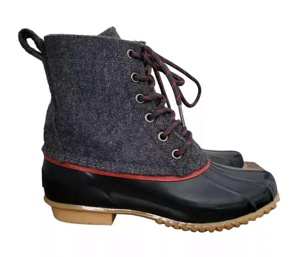 GH Bass & Co Harlequin Duck Boots Womens 6 Gray Wool Lace Up Ankle Rain Outdoor - Image 5