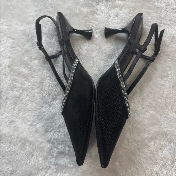 Jones New York Womens Lina Black Slingback Heels 8.5 Medium - Image 3