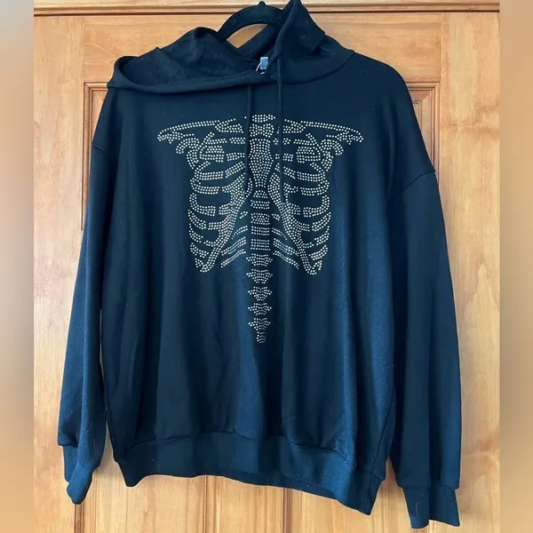 SHEIN Rhinestone Skeleton Women's Hoodie - Image 2