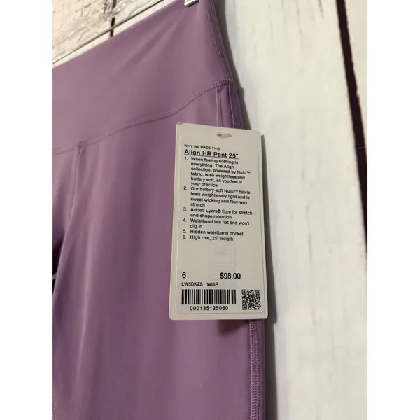 NWT Lululemon Align HR Pant 25" Pant Wisteria Purple Size 6 W5DKZS - Image 5