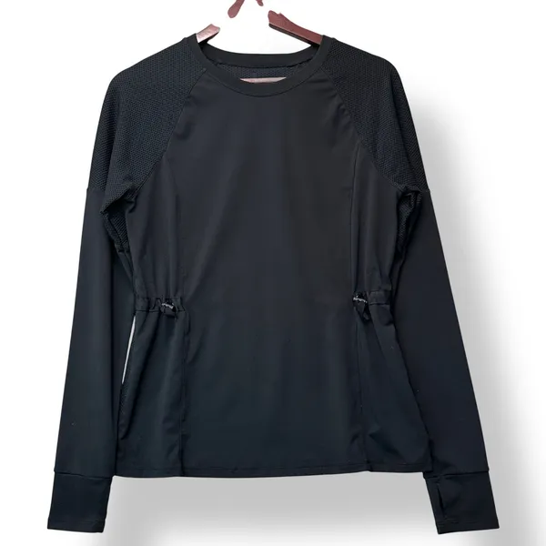 Footjoy Womens Black Athletic Top Drawstring Waist Mesh Panel M Golf Gorpcore - Image 3