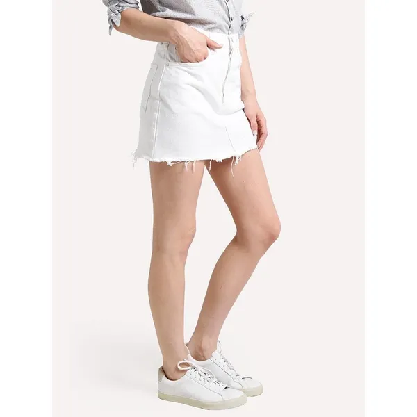 Agolde Quinn Hi Rise White Denim Skirt Sz 27 - Image 5