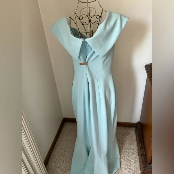 Xscape Light Blue Off Shoulder Ruffle Formal Gown Plus Size 16 Evening - Image 8