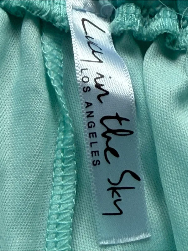 Lucy in the Sky Aqua Green Flowy Shorts Elastic Waist Lined Textured Lightweight Women’s XS/S - Image 6