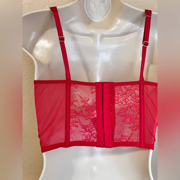 Victoria’s Secret Dream Angels Red Lace Corset Top Romantic Lace Size S - Image 6