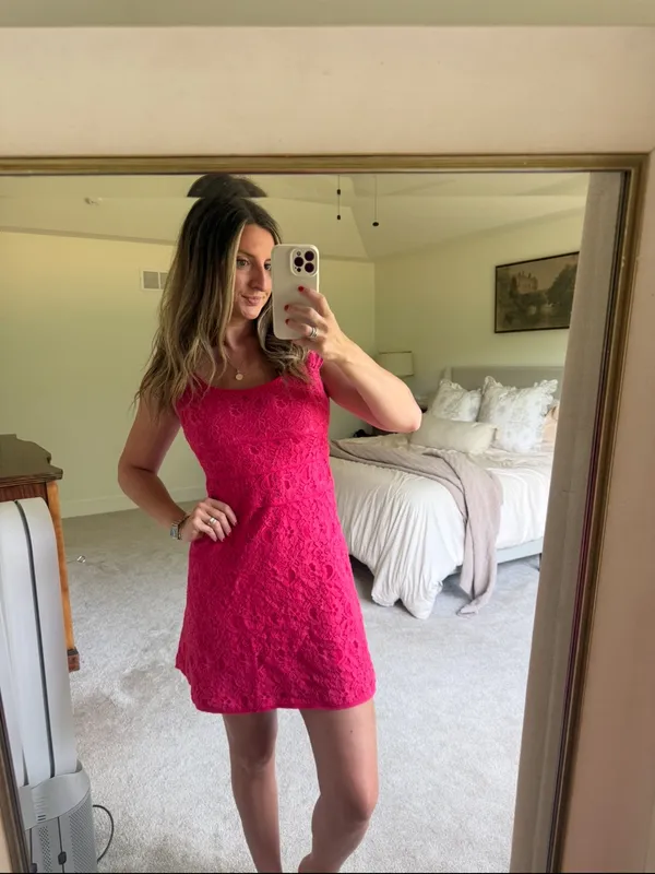Ann Taylor vintage Pink Lace Cap-Sleeve Dress - Image 3