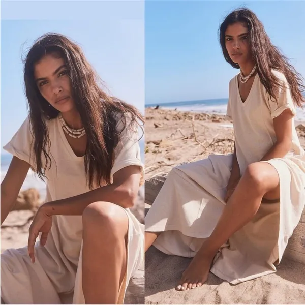 Free people beach maxi dress in cream au lait - Image 3