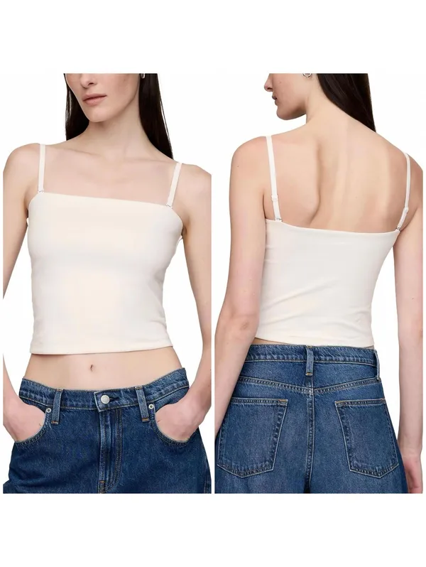 Gap CloseKnit Crop Tube Top Cotton Blend New Off White NWT Small - Image 2