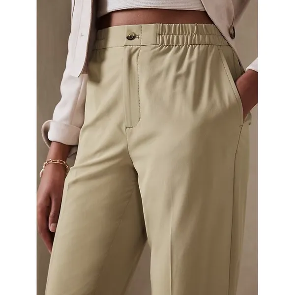 Banana Republic Airstretch Tapered Pant Khaki Beige Elastic Waist Ankle M - Image 3