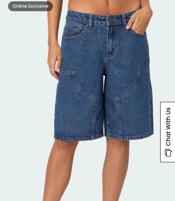 Edikted Jacqui Low Rise Denim Bermuda Jorts - Image 2