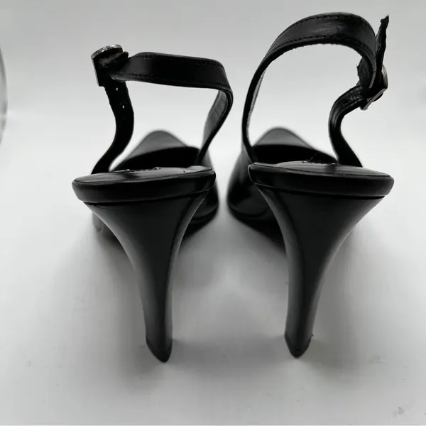 Via Spiga Italy Women's Pump VTG 90’s black leather pointy toe slingback size 6 - Image 6