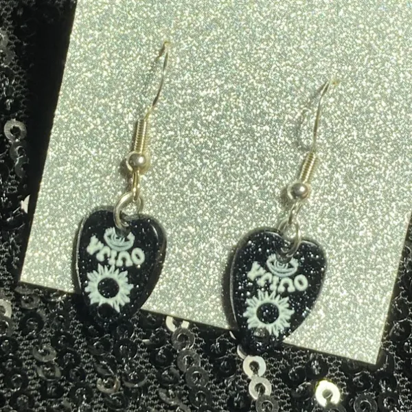 Sterling Silver Spooky Season Ouija Board Necklace 925 Planchette Earrings emo - Image 2
