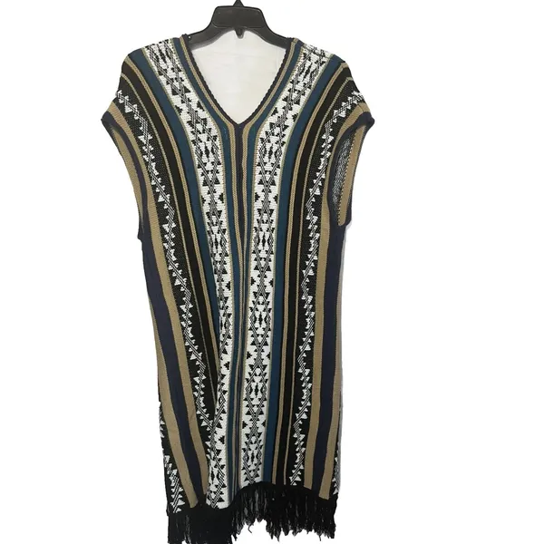 Sleeveless Kimono Overpiece Size Xs/S Fringed Aztec Western Festival Sweater - Image 7