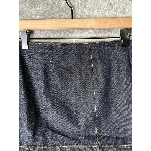 Retrofete Nyla Denim Micro Mini Skirt‎ Gold Zip Y2K Baddie It Girl Dark Wash Med - Image 5