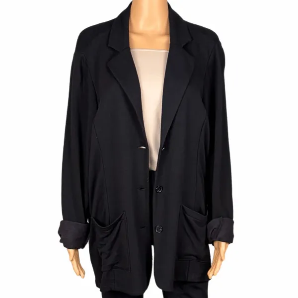 TAHARI My Perfect Shape black stretchy 3 button blazer w/patch pockets Size 1X - Image 3