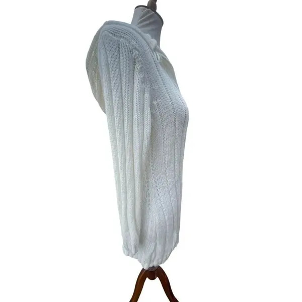 Fancy Design White Knit Hooded Sweater Jacket Toggle Buttons Size S/M NWOT - Image 9