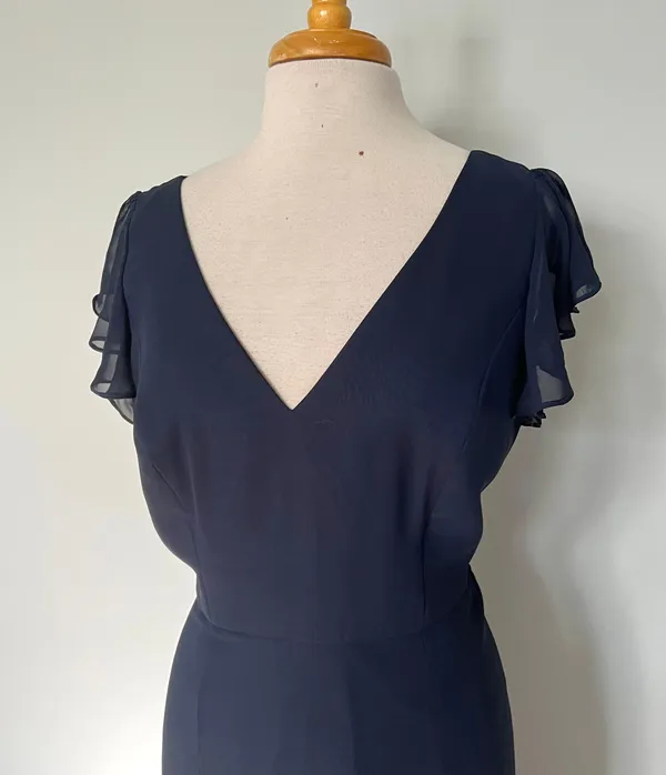 Dessy After 6 Midnight Navy Blue Chiffon Bridesmaid Formal Prom Dress - Image 6
