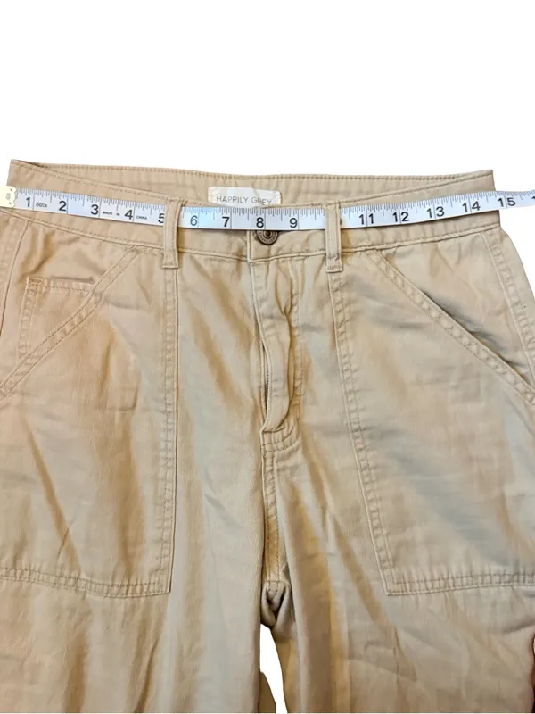 Happily Grey Carpenter Wide-Leg Pants | Size 3/26 | Tan - Image 4