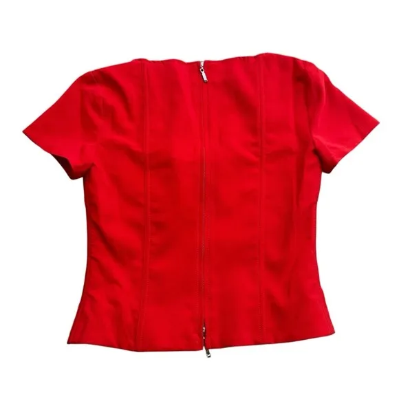 I. Am. Gia Womens Size M Evita Corset Crop Top Bright Red‎ Square Neck Going Out - Image 4