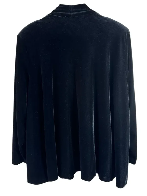 Vintage R&K Evening Black Velour Open Front Jacket Size 18 Plus Formal Goth - Image 3