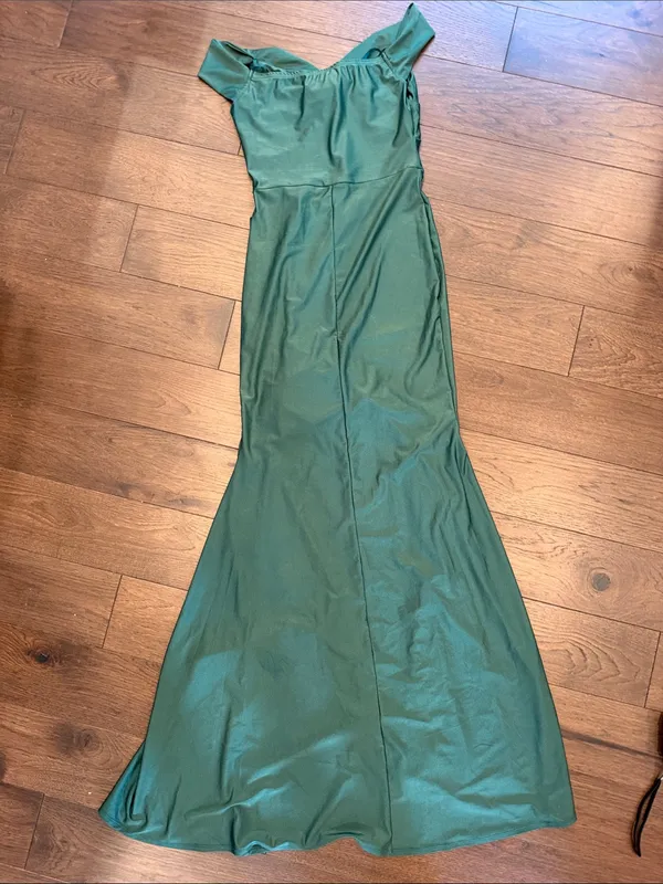 Cefian Formal Green Ruffle Long Gown Dress Size Small - C3-234 - Image 10