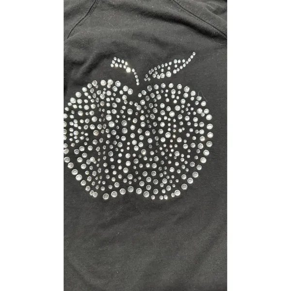 Apple Bottoms Black Rhinestone Zip Up Hoodie Y2K Large Logo Cotton Blend - Image 5