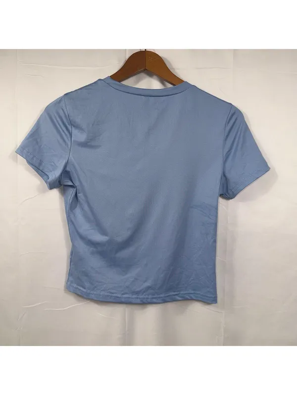 Women’s Light Blue Stretch Short Sleeve Tee Size Large - Image 7