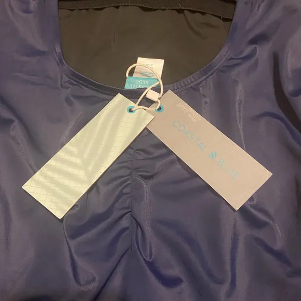 New NWT Coastal Blue Navy‎ Side Tie Full Coverage One Piece Swimsuit Size Medium - Image 3