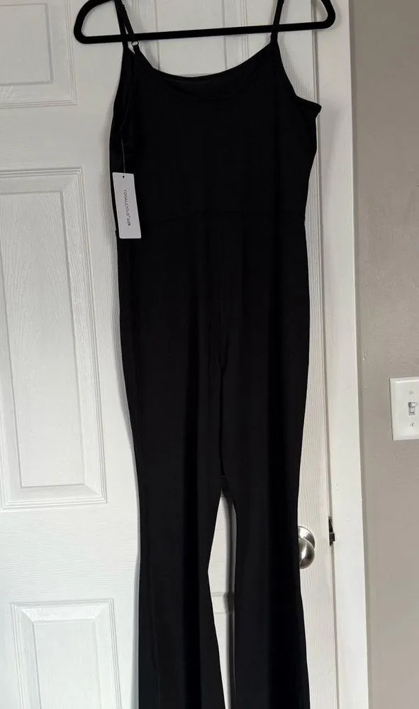 Yogalicious Lux Black Rib Scarlett Flare Jumpsuit size L - Image 9
