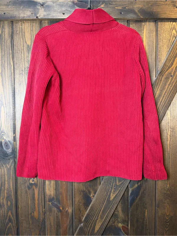 Lauren Ralph Lauren Red 100% Cotton Shawl Collar Cardigan Sweater‎ - Image 4