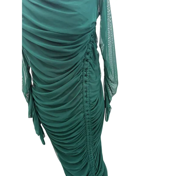 Club L London Sweet‎ Dreams Green Ruched Mesh Maternity Maxi Dress US 10 - Image 6