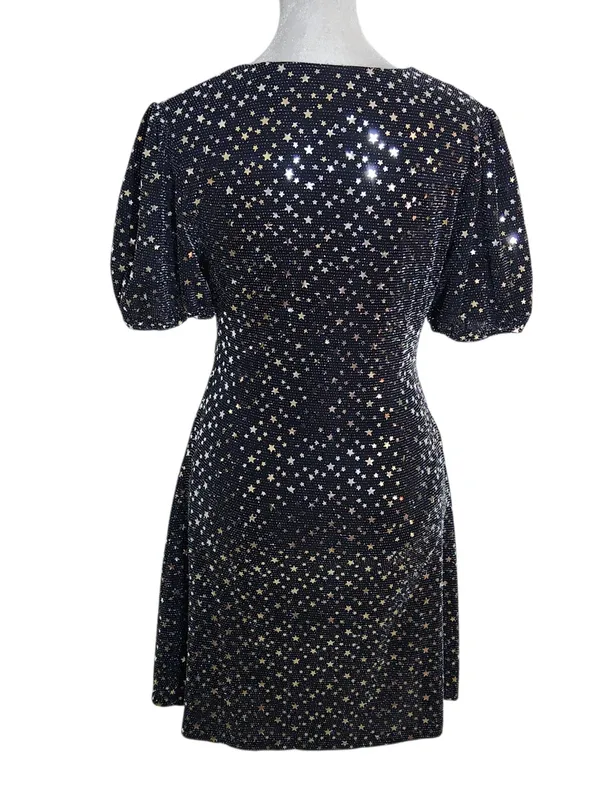 Altar'd State Black Metallic Star Cutout Mini Dress Size Medium - Image 2