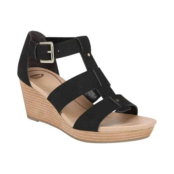 NWT Dr. Scholl's Womens Barton Wedge Platform Sandal F6474S1 Black Snake 6M - Image 2