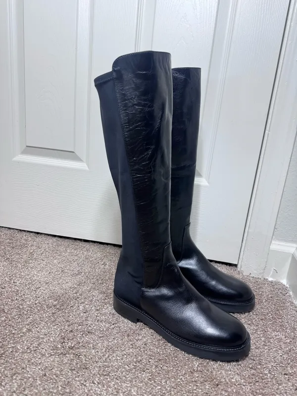 Theory Black Leather Knee-High Winter Boots(39) - Image 5