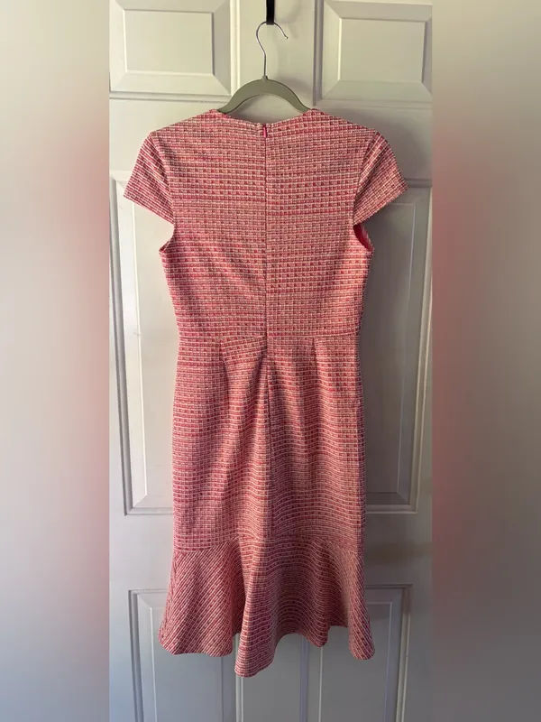 Grace Karin Pink Tweed Square Neck Mini Fit and Flare Dress Sz S VTG 60s Insp - Image 9