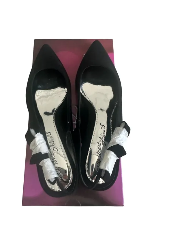 EASY STREET Black Lamy Fabric Slingback Bow Kitten Heels Size 8 NEW NIB - Image 5