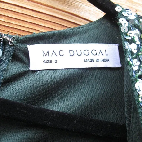 Mac Duggal 5489 Womens Green Cap SLEEVE SEQUINED HIGH SLIT GOWN - Image 12