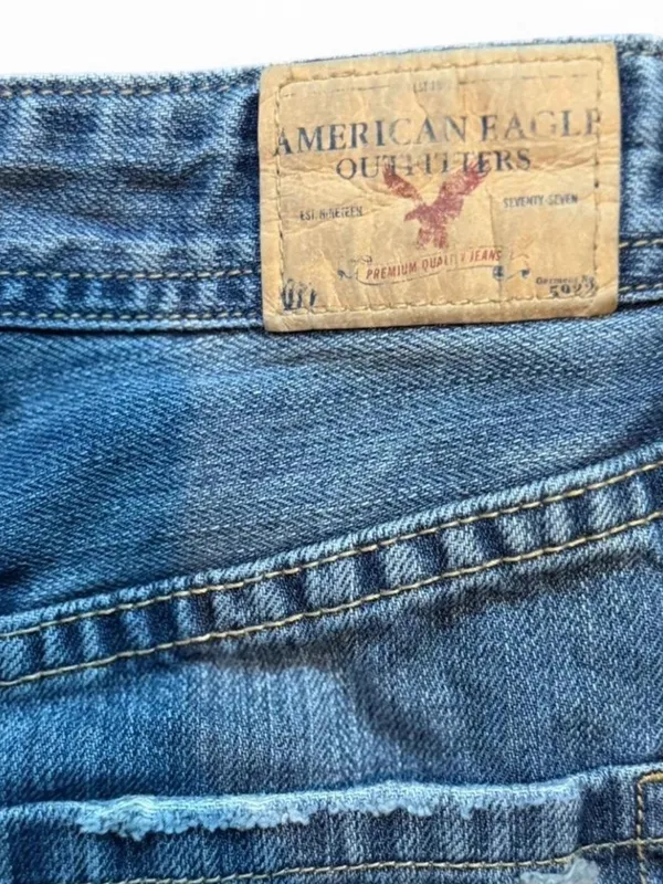 American Eagle Y2K Distressed Low Rise Denim Mini Skirt Embroidered Size 2 - Image 6