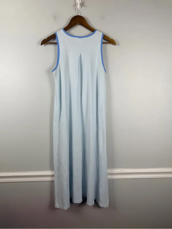 Lake pajamas blue white stripe night gown Pima cotton size XS - Image 3