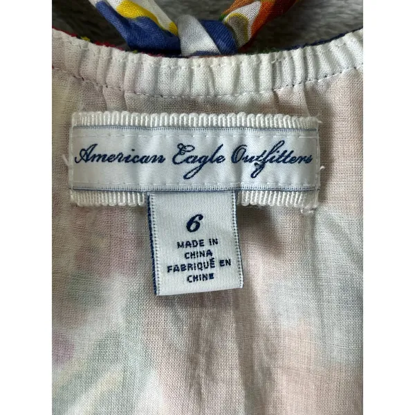 Vintage American Eagle Floral Tiered Babydoll Mini Sundress 100% Cotton Size 6 - Image 5