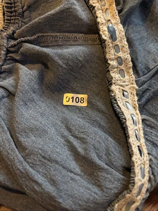 Klesis Light Blue Smocked Denim Crop Top with‎ Lace Trim size small - Image 6