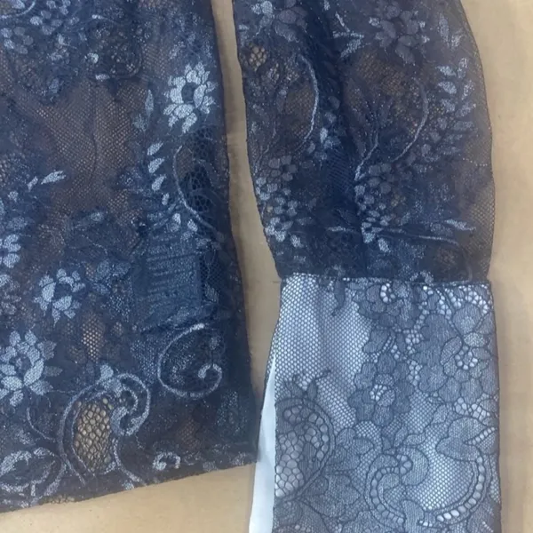 Anthropologie Maeve Black Lace Button Down Blouse. Size Small - Image 4