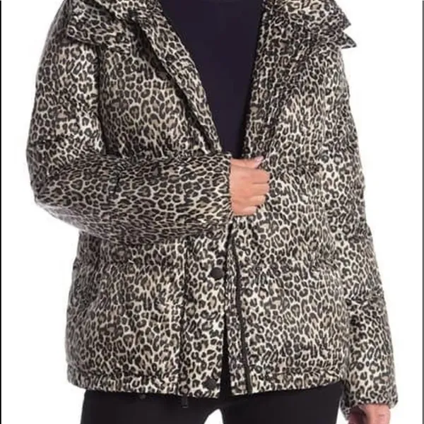 BCBGeneration Leopard-Print Hooded Puffer Coat NEW - Image 4