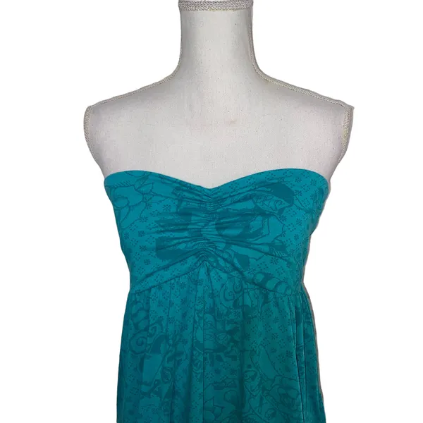 FOX Racing Dress Y2k Tube Mini Turquoise Skull & Roses Floral Print, Size Large - Image 7