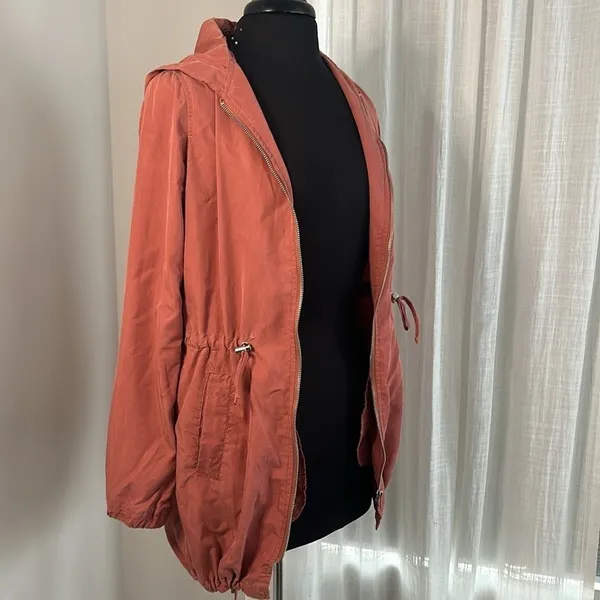 BKE Y2K Coral Cinched Waist Longline Hooded Lightweight Jacket - Image 4