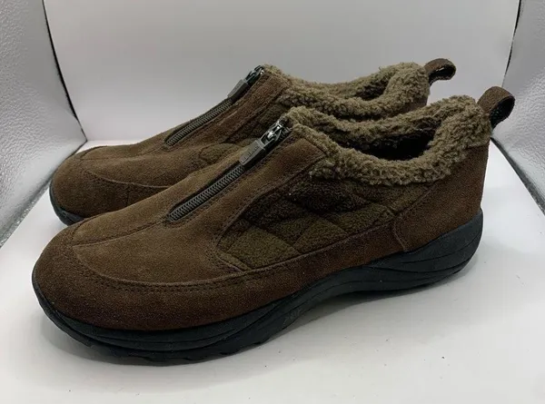 LL Bean Brown Suede Zipper Primasoft Shoes Woman’s Size 9 M - Image 4