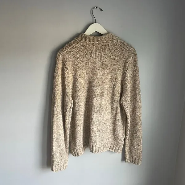 Croft & Barrow Y2K Cream Beige Chenille Sweater Knit‎ Zip Up Cozy Heritage XL - Image 3